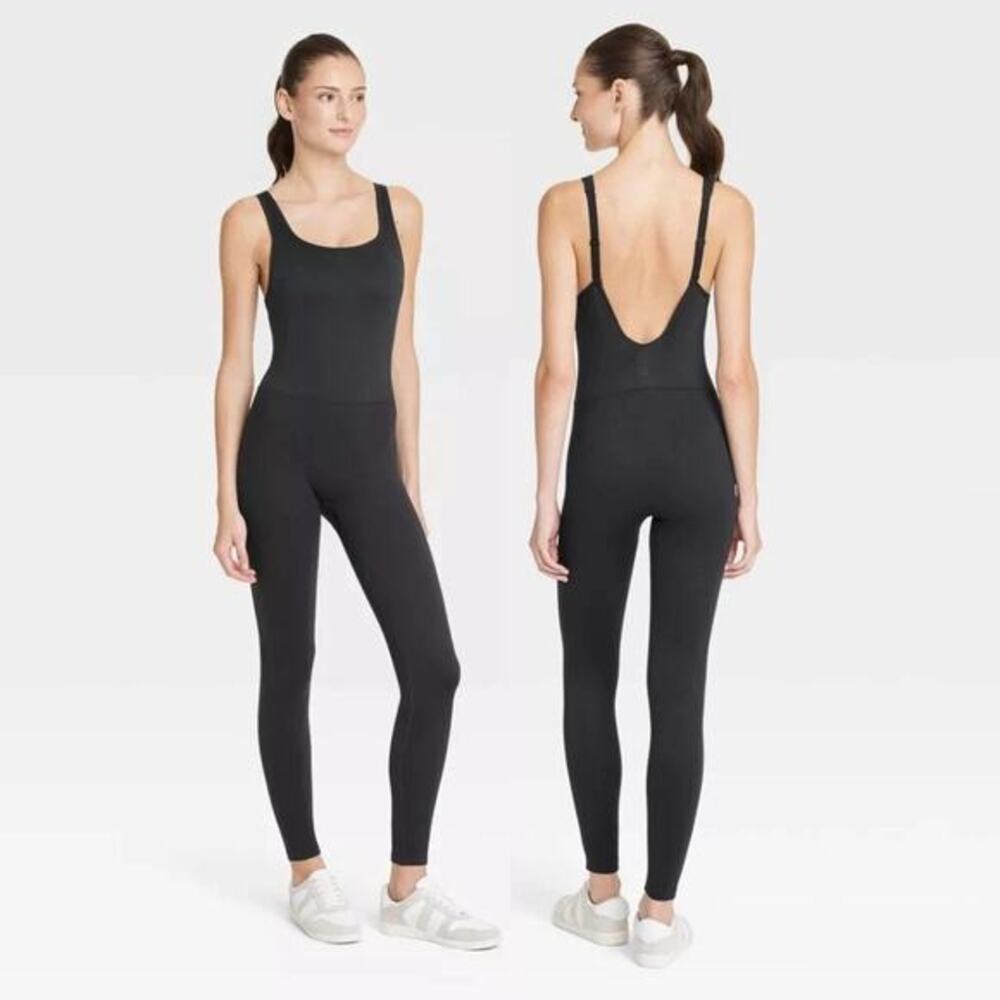 All In Motion Women's Square Neck Seamless Active Bodysuit Black Size Large